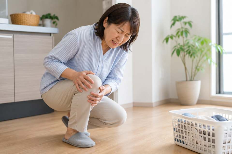 しゃがむと膝が痛い50代女性