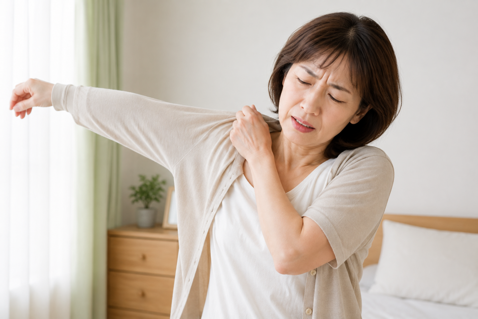 服を着替えるときに肩が痛い50代女性