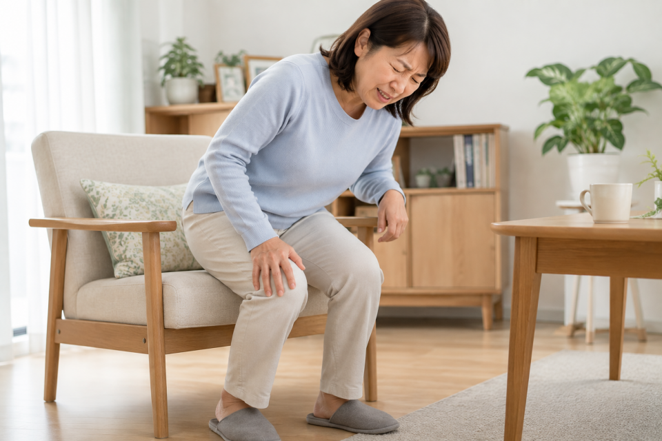 椅子から立ち上がるたびに膝が痛くなる50代女性