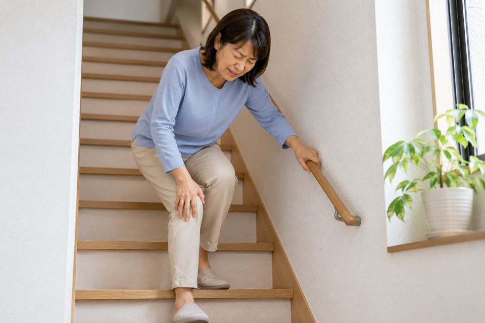 階段を下りるのがつらい50代女性