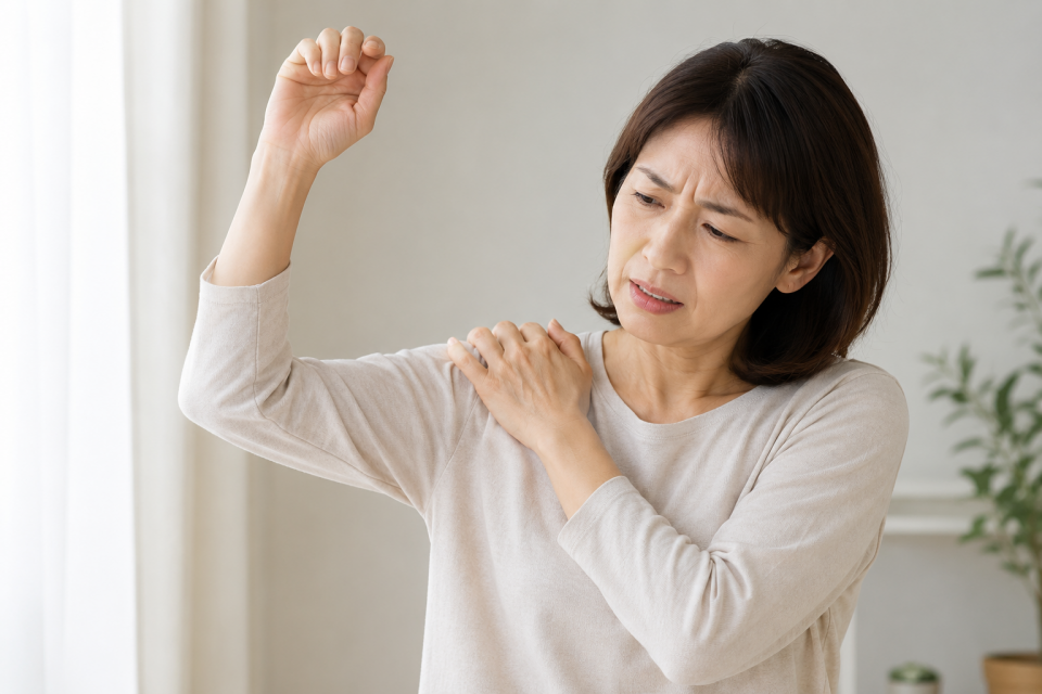 肩が痛くて腕が上がらない50代女性