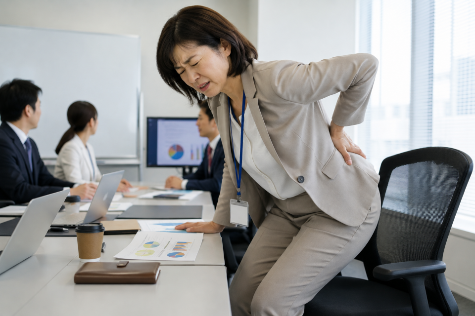 椅子から立ち上がるのがつらい50代女性