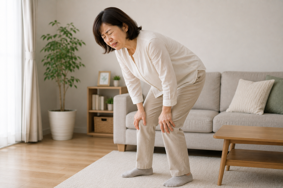 座ったあとに身体を伸ばすと腰が痛い50代女性