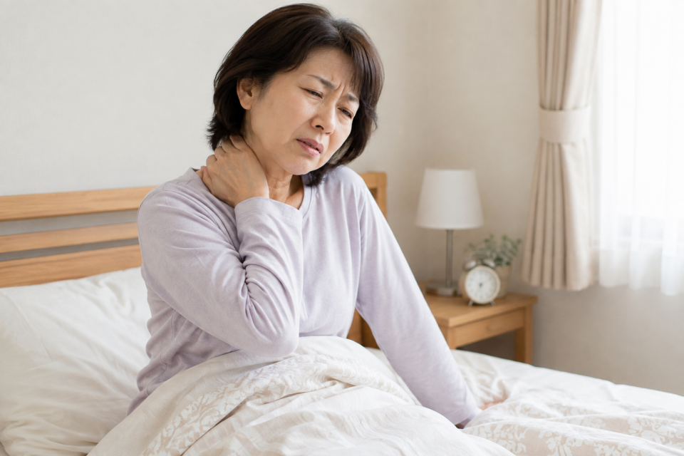 朝起きたとき首が痛くて困っている50代女性