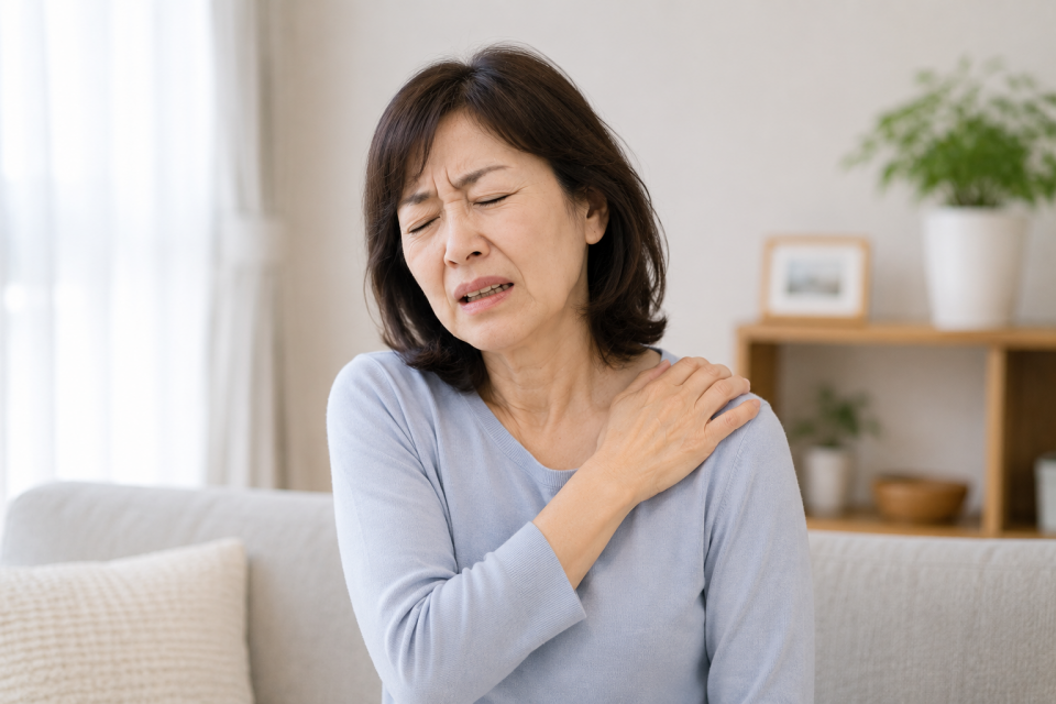 肩が痛くて腕が上がらない50代女性