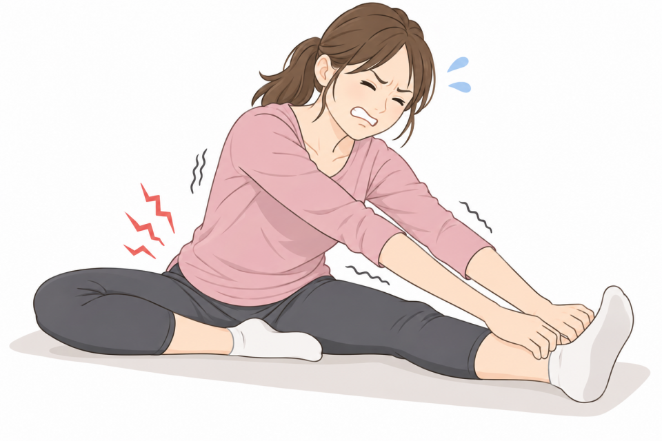 腰椎椎間板ヘルニアで無理なストレッチをして痛みが出ている女性