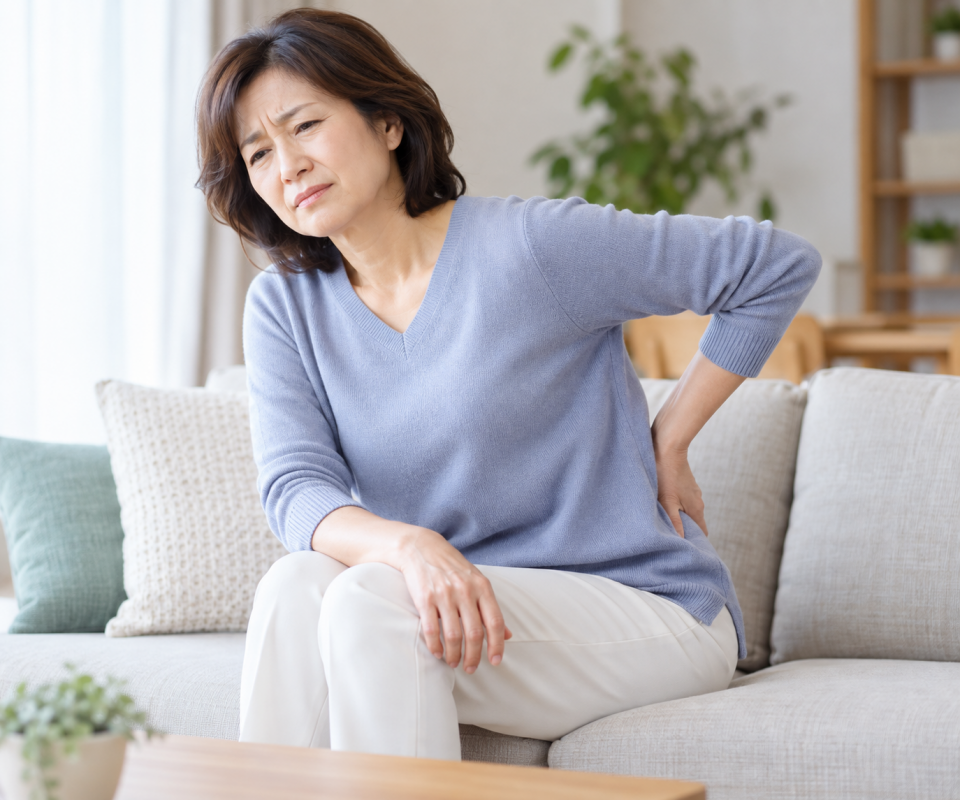 腰に痛みを感じている50代女性